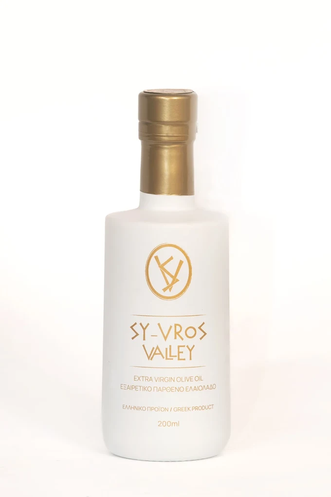 Syvros Valley extra virgin olive oil bottle Lefkada Greece — Liberakis olive mill